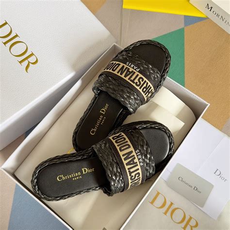 dior raffia shoes|dior wedge slide sandals.